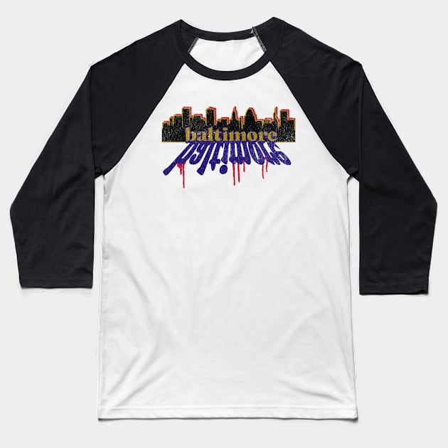 Baltimore Maryland American Football Cityscape Skyline Baseball T-Shirt by Lavender Celeste